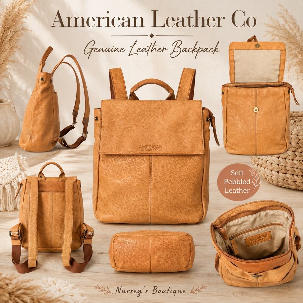American Leather Co Tan Genuine Leather Cleveland Backpack Purse